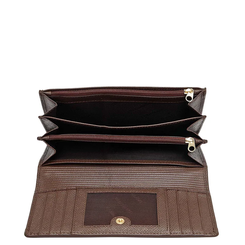 Da Milano Walnut Croco Leather Ladies Wallet - Walnut for Women | Best Price UAE